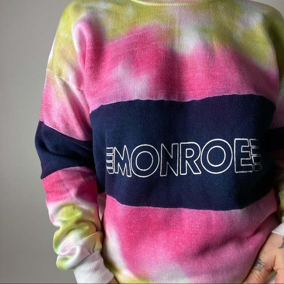 VINTAGE 80s Tie-Dye Munro Crewneck Pullover Sweatshirt Adult XL USA Velva Sheen - Picture 5 of 8